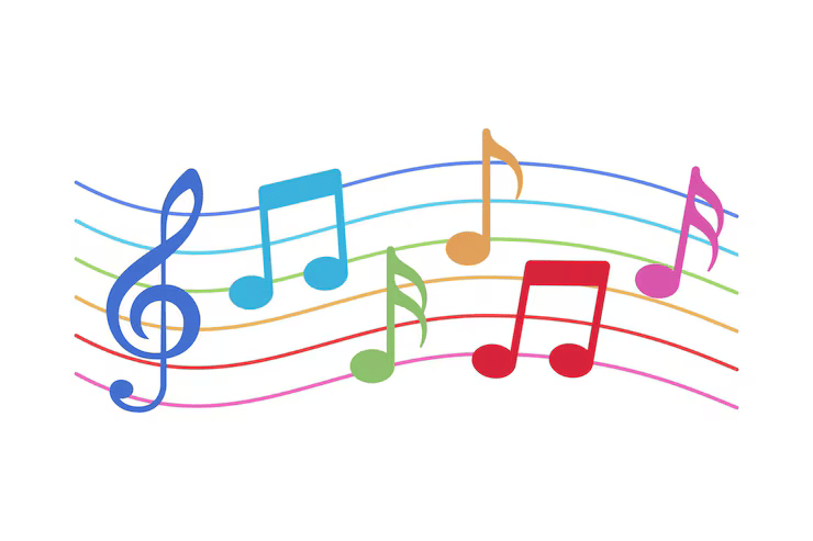 music-notes-wave-lines-sheet-multiple-colours_78370-7329